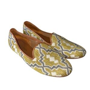 Ramon Tenza Aztec Chartreuse Gray Tapestry Loafers - 8